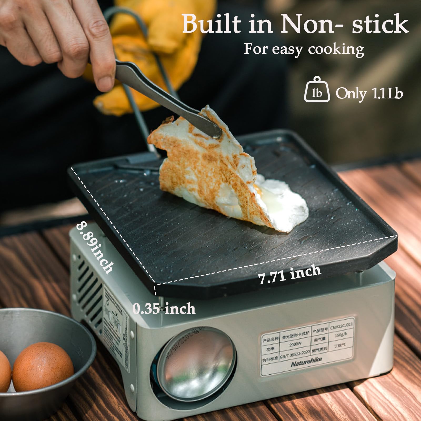 windhike Naturehike Poêle à frire antiadhésive pour camping avec poignée pliable - Batterie de cuisine portable pour camping, pique-nique, randonnée