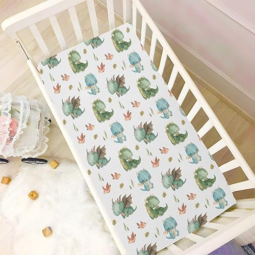 Miniatura 6 de Burbuja Cute Dragon - Sábana bajera ajustable para cuna de 28 x 52 pulgadas para colchones estándar de cuna y de niño pequeño, suave y transpirable