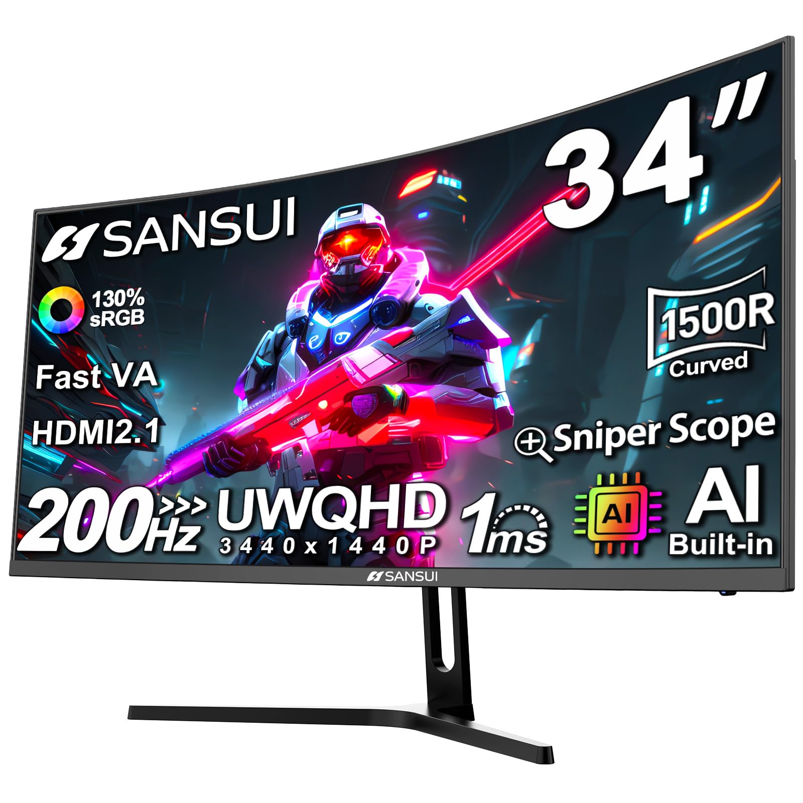 SANSUI 34-Inch Curved Monitor