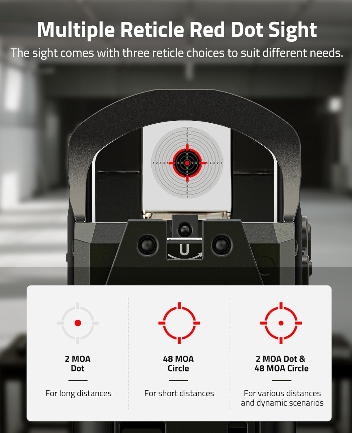 CVLIFE WildHawk X Solar Auto Brightness Red/Green Dot Sight for RMR & Full-Sized Setups, 2 MOA Dot & 48/32 MOA Circle Open Reflex Optics, Motion Awake 3000G Shockproof with Adapter for MOS & Picatinny