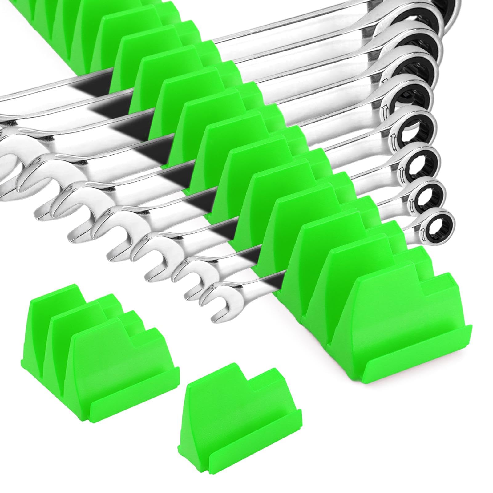 Zeshgon Green Wrench Organizer For 40 Wrenches, Improving Efficiency Magnetic Wrench Holder, Wall-Mounted Pliers Holder Tool Organizer For Tool Box Storage (Green)