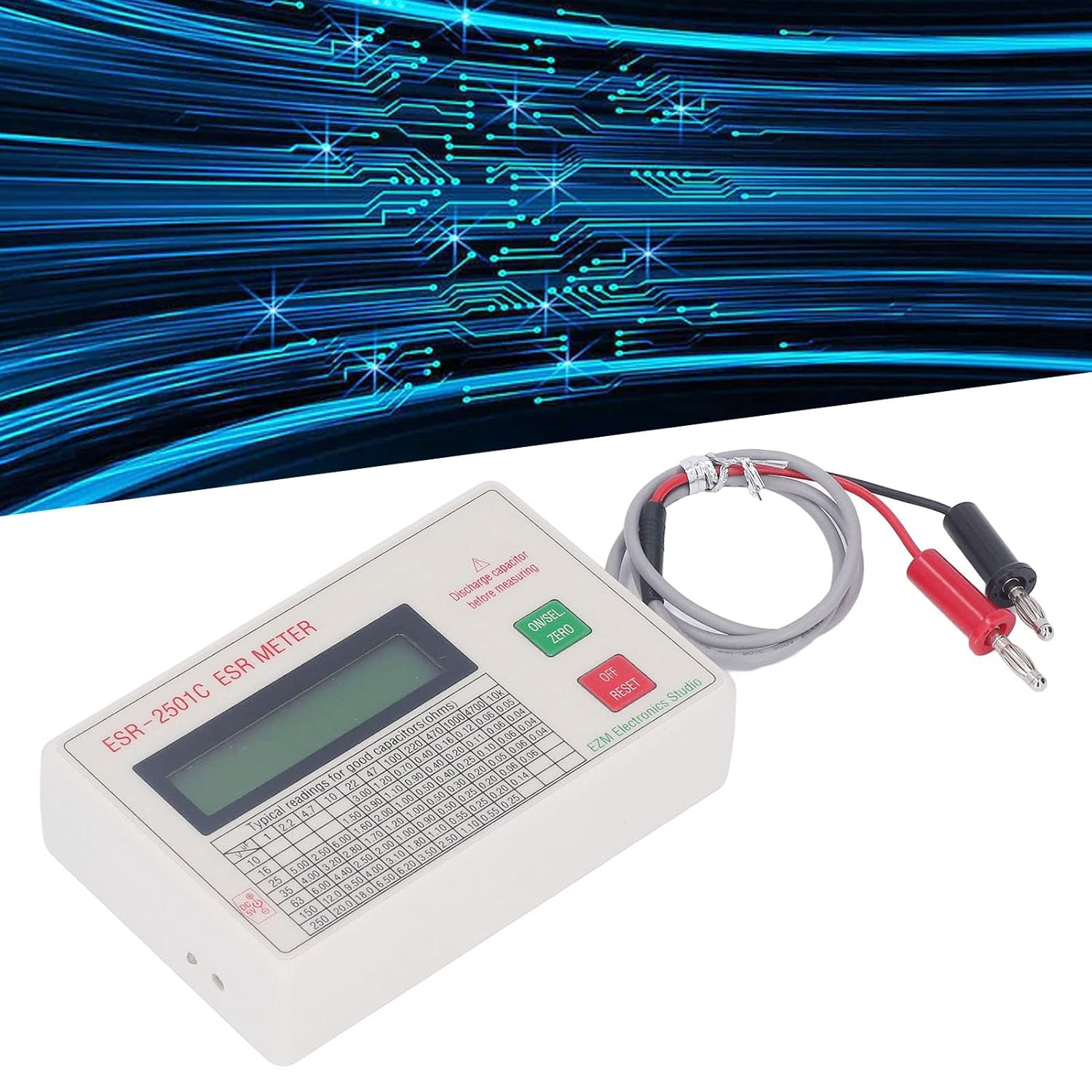 Capacitor Tester, High Accuracy Capacitance Meter LCD Display Meter with Smart Shutdown Function, Lightweight Handheld Capacitance Tester