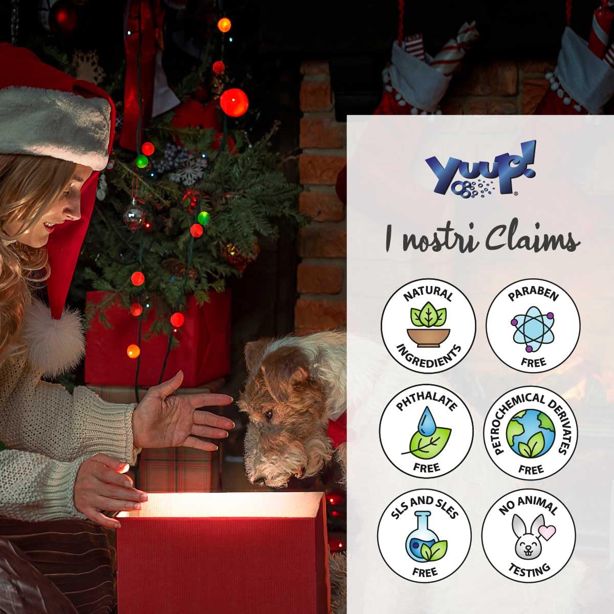 YUUP! - Christmas Shampoo per Cani e Gatti, 250 ml, Special Edition, profumo di Pan di Zenzero, Burro e Biscotti, Ideale per tutti i tipi di pelo