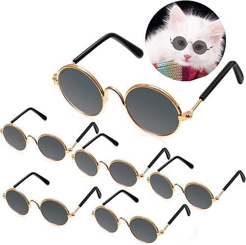 6 lentes de sol divertidos y lindos con diseño de gato pequeño para perros pequeños, clásicos, retro, circulares, de metal, prĂncipe, accesorios 6 lentes de sol divertidos y lindos con diseño de gato pequeño para perros pequeños, clásicos, retro, circulares, de metal, prĂncipe, accesorios