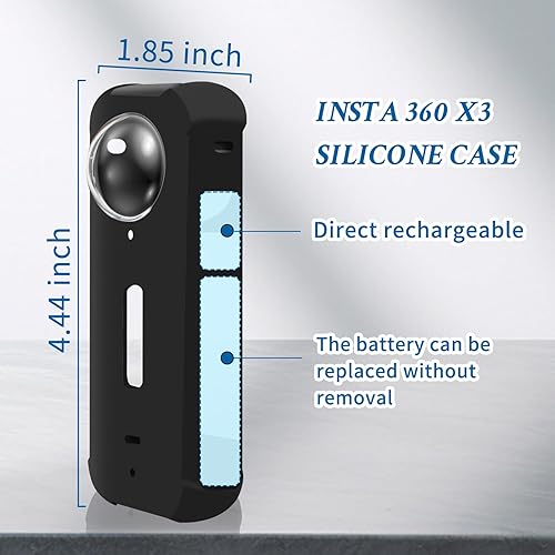 Miniatura 4 de Kit de accesorios de protección de cámara para Insta 360 X3 incluye funda protectora de silicona, protectores de pantalla, funda de cámara (con