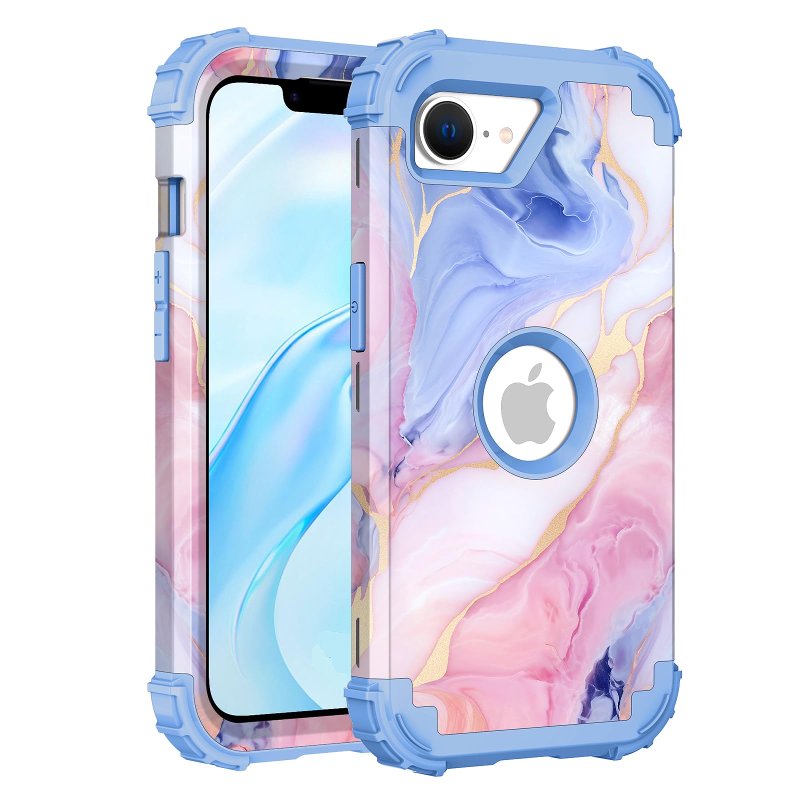 PIXIU Unique Flower Pattern Compatible with iPhone 17e/16e 6.1 inch case, Heavy Duty Dual Layer Shockproof Full-Body Protective Sturdy Hybrid Cute