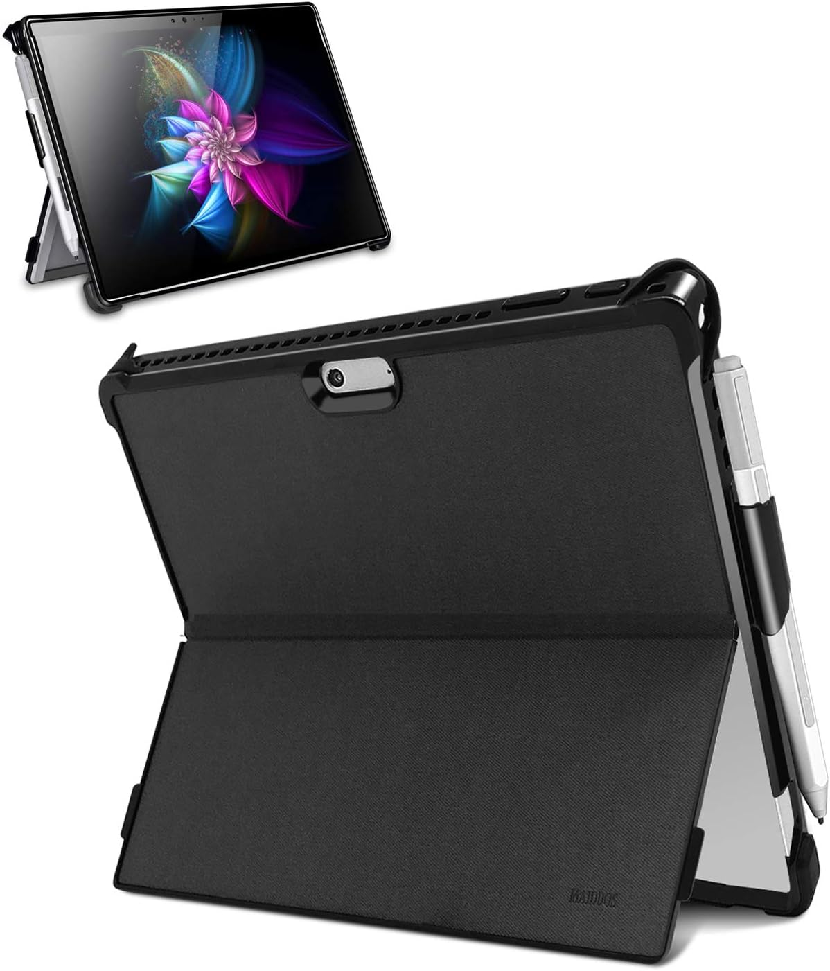 YENOCK Surface Pro Case, Microsoft Surface Pro 7/Pro 6/Pro 5/Pro 2017/Pro 4 Case, Shockproof Rugged Folio Stand Protective Cover with Kickstand Case+Pencil Holder, Compatible with Type Cover