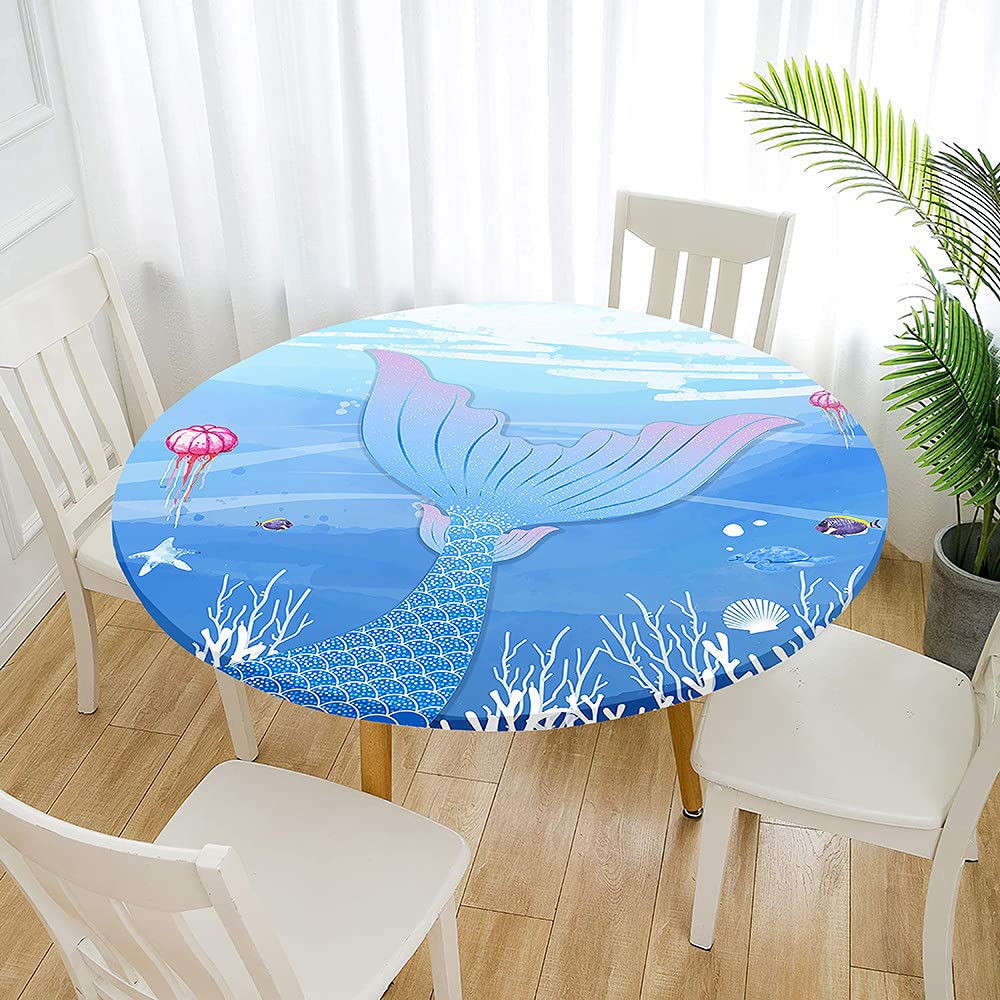 Morbuy Rondes Nappes Avec Bord Élastique, 3D Poisson Impression