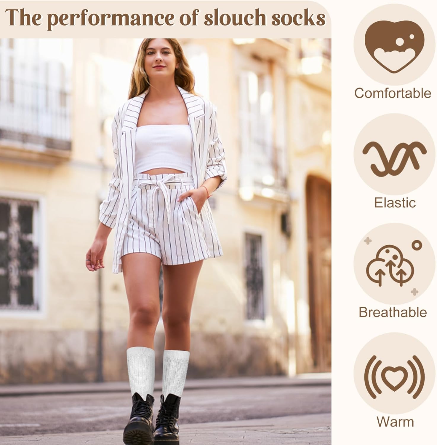 Justay 5 Pairs Slouchy Socks for Women - Slouch Long Crew Knit Boot Athletic Calf Tube Scrunch Socks - Image 4