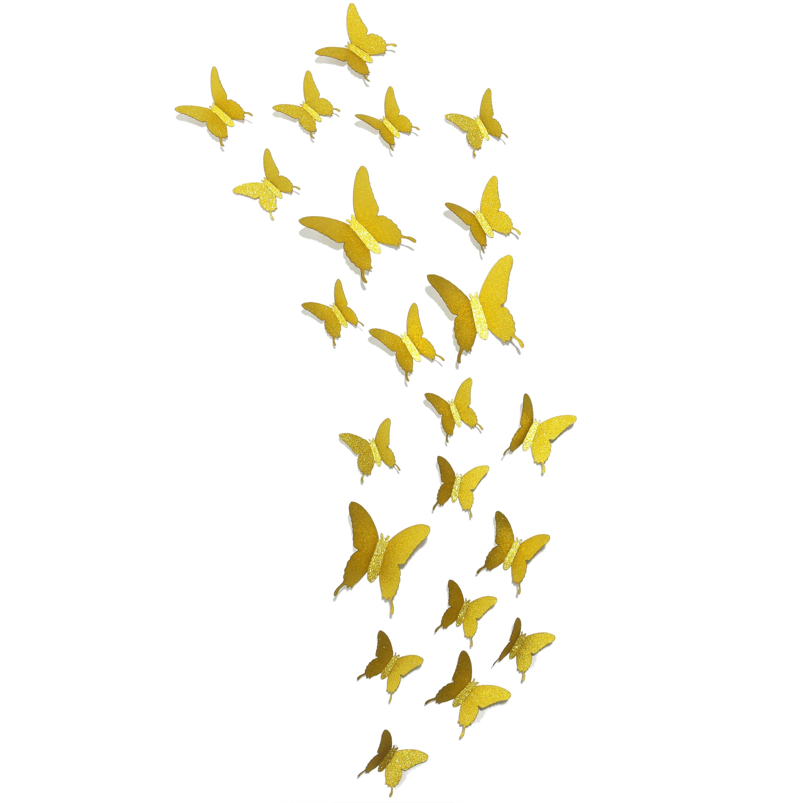 Glitter 3DButterfly Wall Stickers-Gold