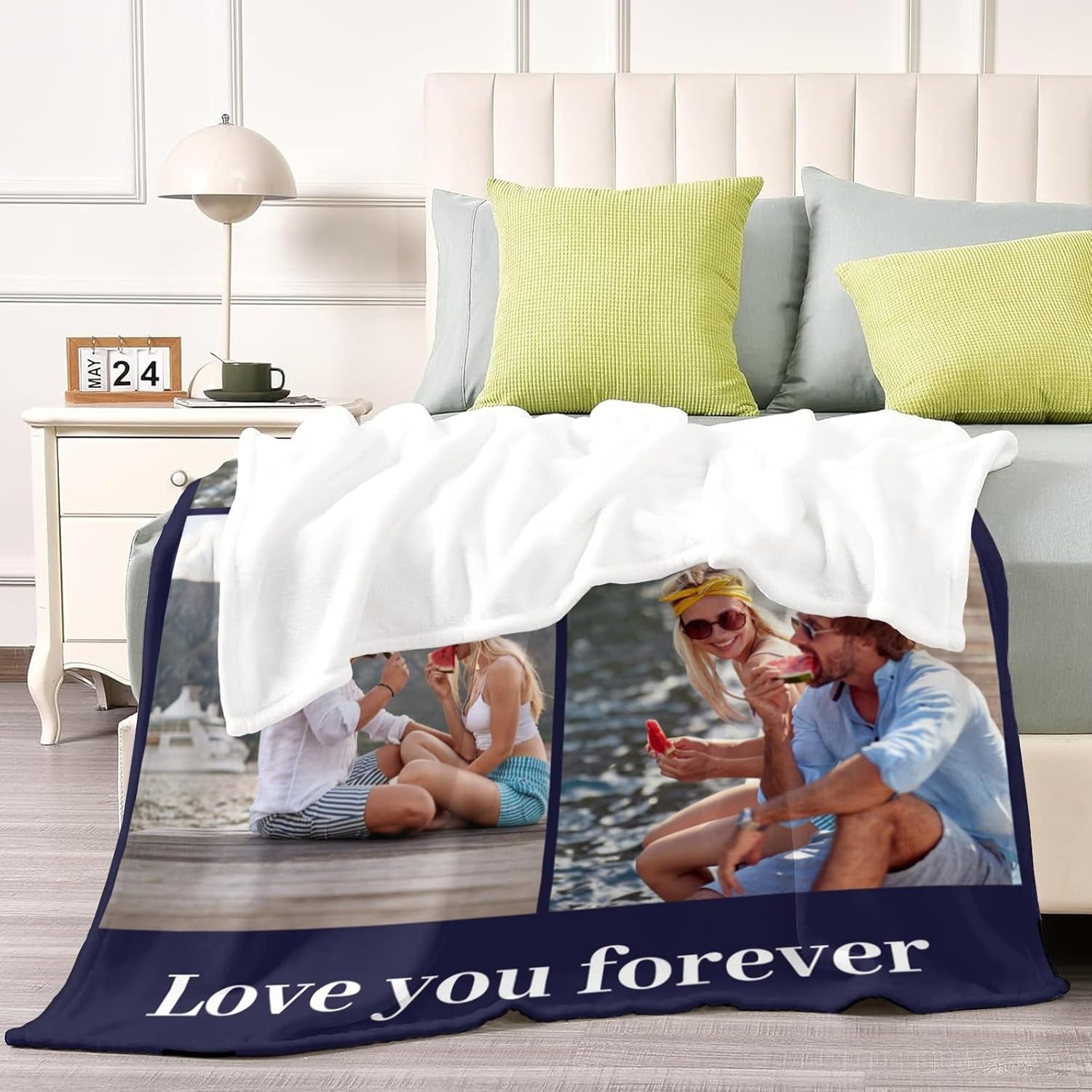 Artsadd Custom Blanket with Photo Text Collage Personalized Picture Blanket for Men Women Him Her Customized Throw Blanket Gift for Birthday Mother's Day,Made in USA