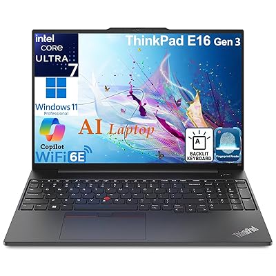 Lenovo ThinkPad E16 Gen 3 Business Laptop Computer, Intel 16-Core Ultra 7 255H (Beat i9-13900H), 64GB DDR5 RAM, 2TB PCIe SSD, 16" FHD+, WiFi 6E, Backlit Keyboard, Fingerprint Reader, Windows 11 Pro