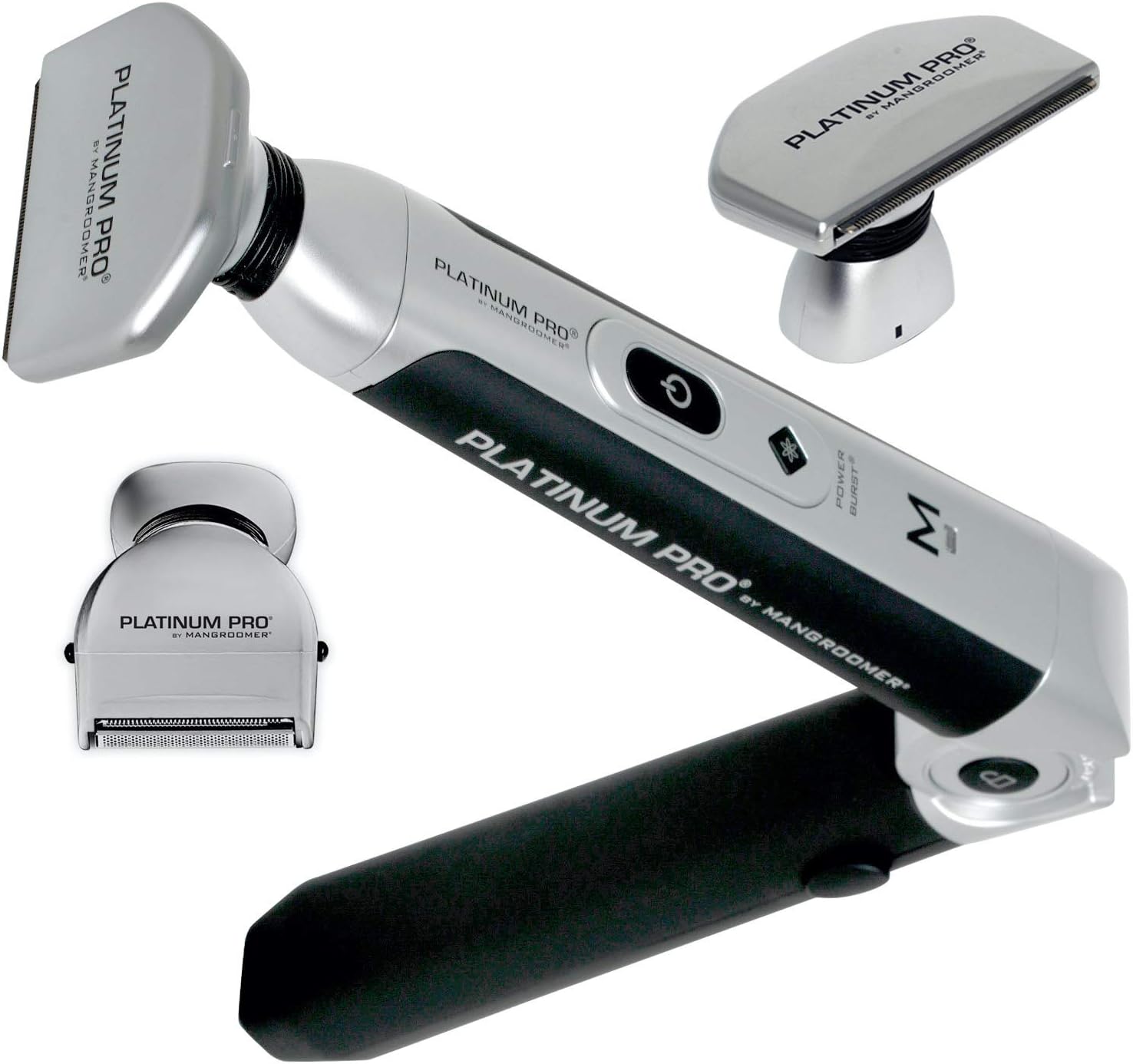 Mangoomer - PLATINUM PRO NEW Back Shaver Shock Absorber with 3 Flex Heads, Power Hinge, Extreme Reach Handle, Bonus Case! (Generation 8.0) Set of 4