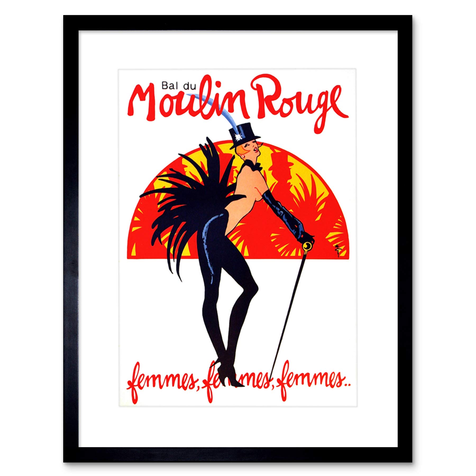 Wee Blue Coo Theatre Stage Burlesque Moulin Rouge Ball Dance Venue Paris Framed Wall Art Print