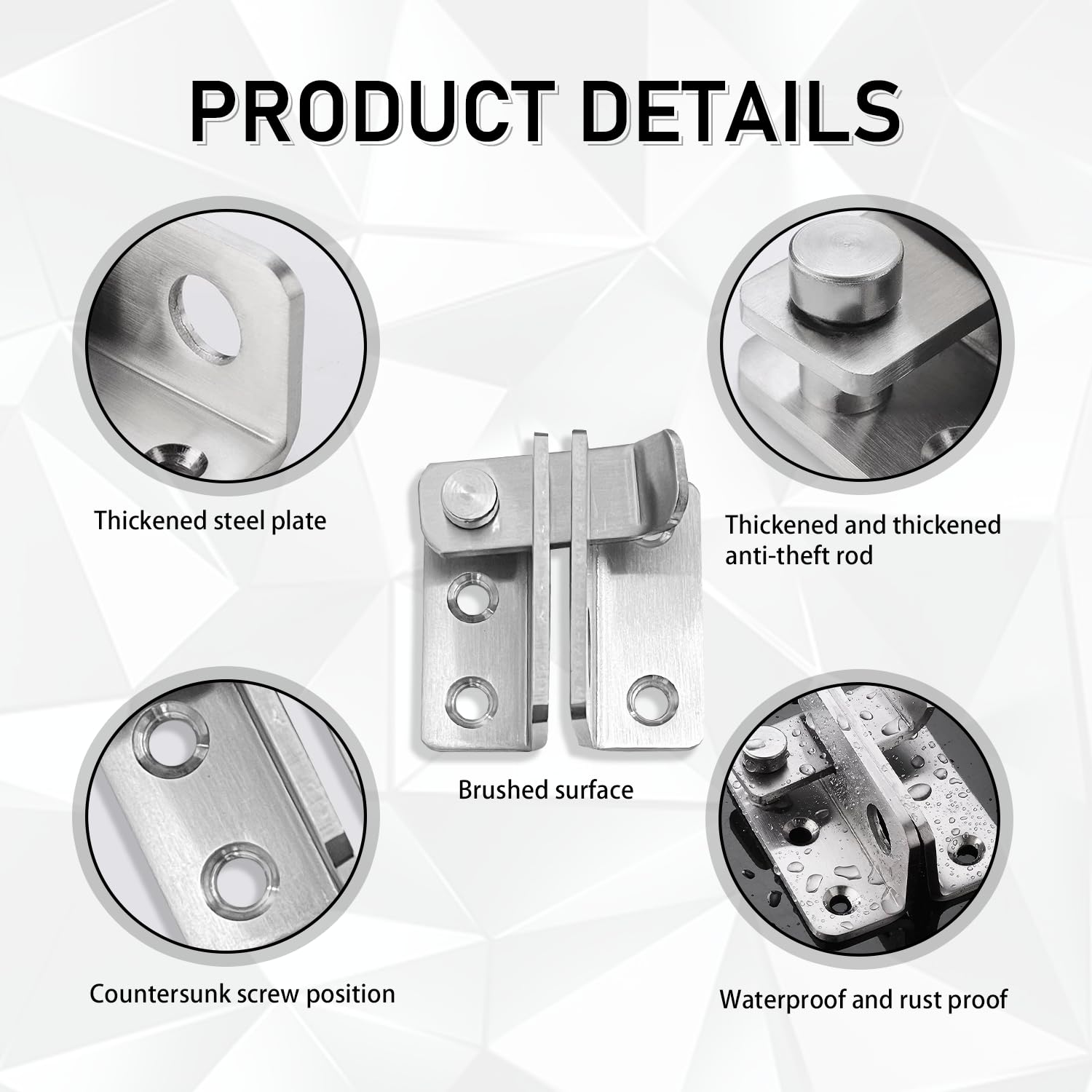RYHHH®Shed Lock, 4.5mm (1.8 inch) Door Latch, Thicker Gate Lock for Barn Garden, Pet Cage, Outdoor, Garage, Window - Image 3