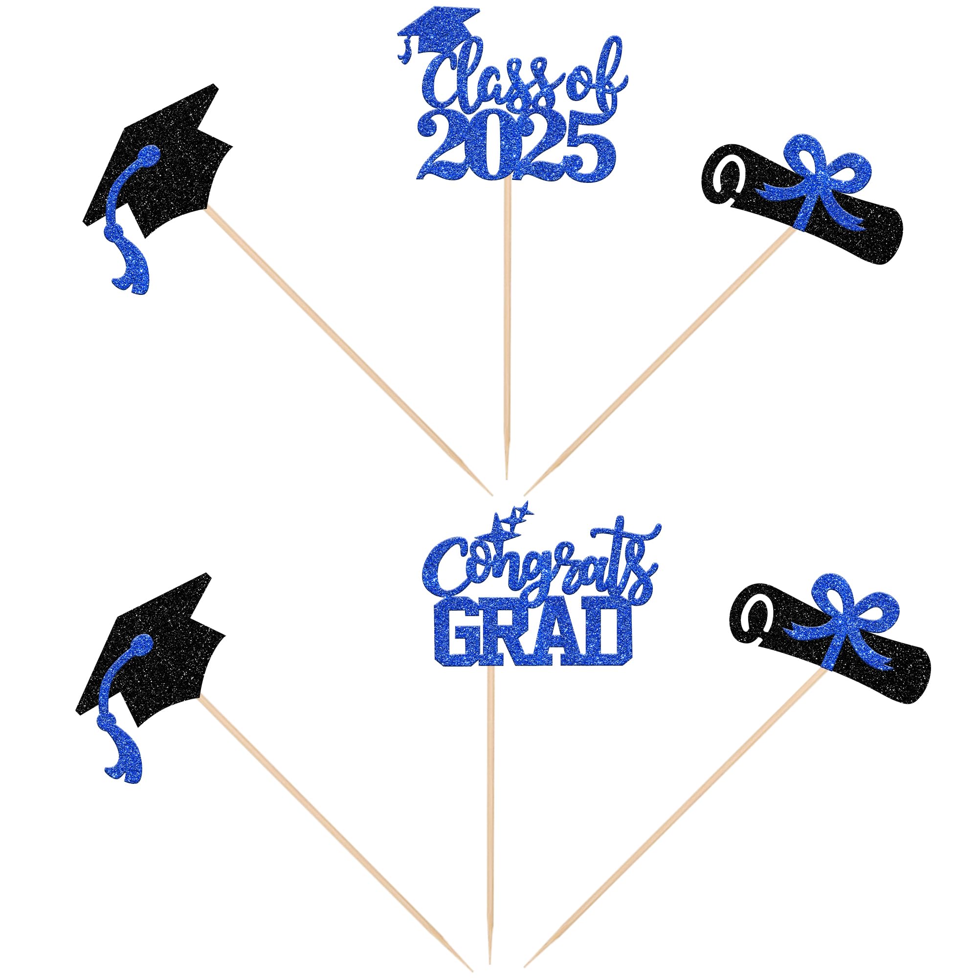 12 PCS 2025 Graduation Centerpiece Sticks Assembled Congrats Grad Class of 2025 Cake Toppers Diploma Graduation Cap Table Flower Centerpiece Sticks