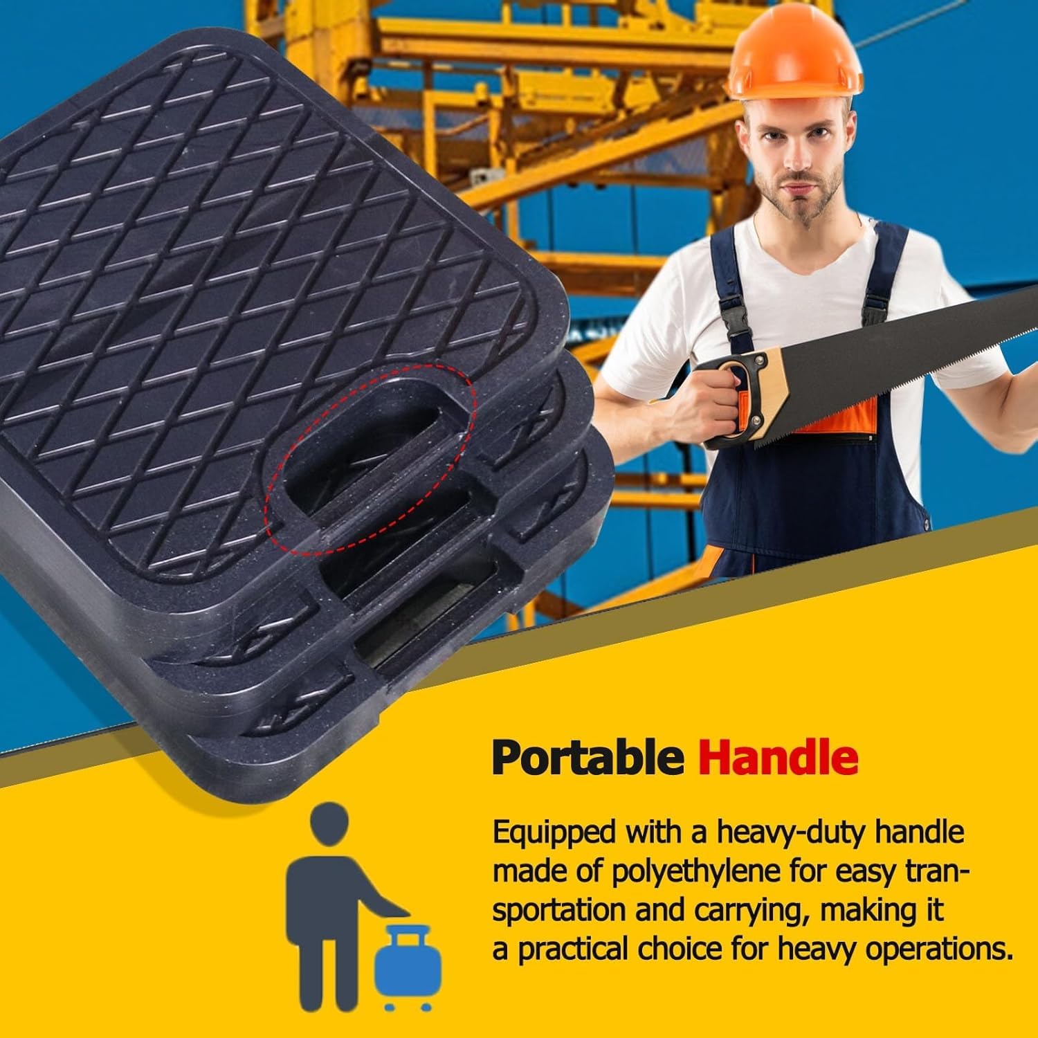 Podkładki pod wysięgnik dźwigu Gruba podkładka podpory do kampera z ergonomicznym uchwytem, ​​wytrzymałe podkładki do kampera/podstawka stabilizująca, do holowania dźwigu Podkładki pod dźwig z
