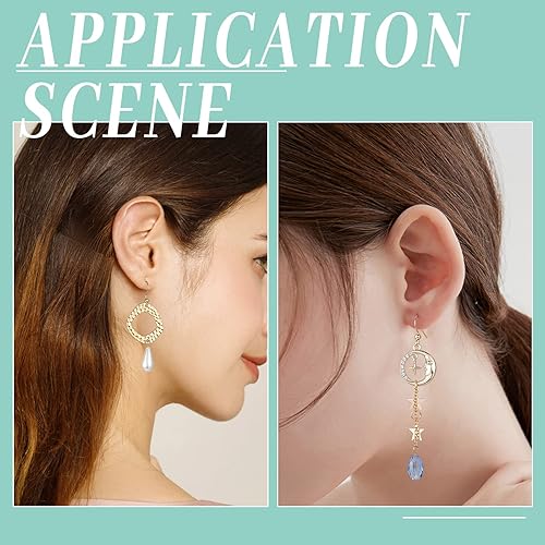 Miniatura 5 de SUNNYCLUE 1 caja de 100 piezas de ganchos franceses chapados en oro de 18 quilates, aretes de gancho de acero inoxidable, alambres de oreja de bola