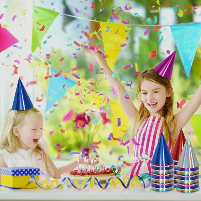 40/80 Sombreros cónicos metálicos coloridos para fiesta miniatura 5
