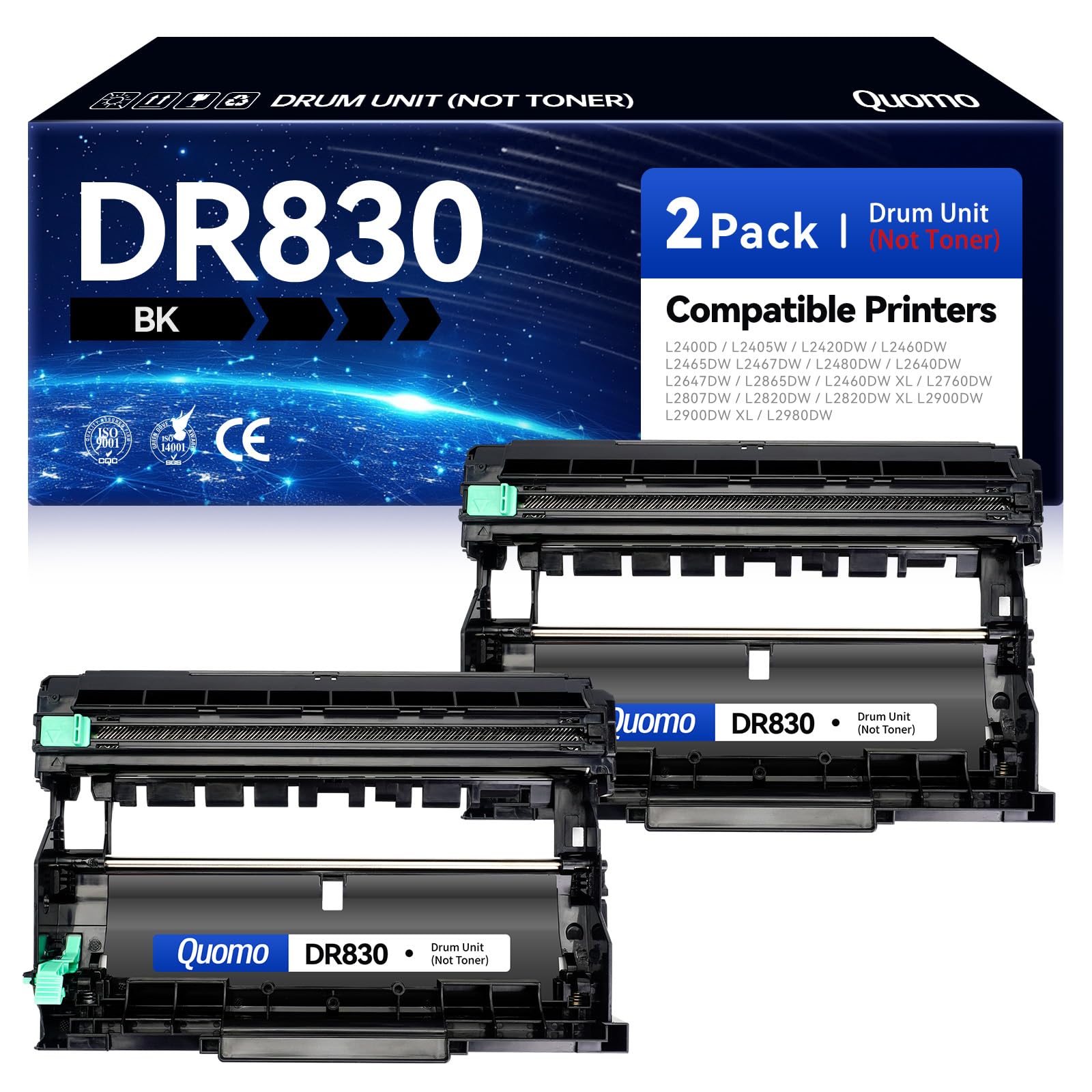 DR830 - Tamburo di ricambio per Brother DR830, TN830, TN830XL, compatibile con DCP-L2640DW HL-L2460DW XL HL-L2405W HL-L2480DW MFC-L2760DW MFC-L2820DW MFC-L2807DW HL-L2400D HL-L2865DW Stampante