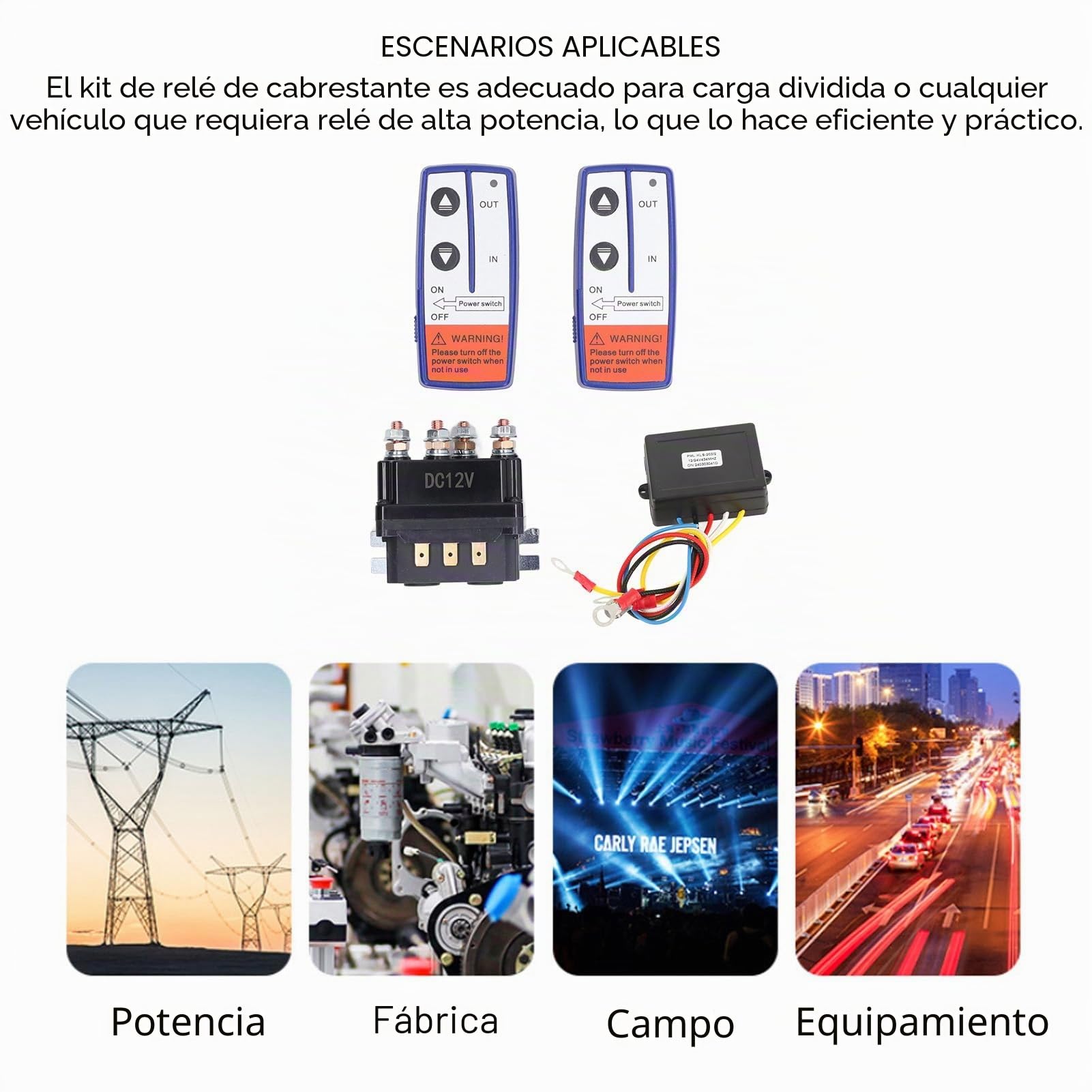 Mando A Distancia Inalámbrico para Cabrestante, Contactor de relé de Solenoide de Cabrestante de 12 V 500 A y Kit de Control Remoto de Cabrestante Inalámbrico de 2 Piezas con 6