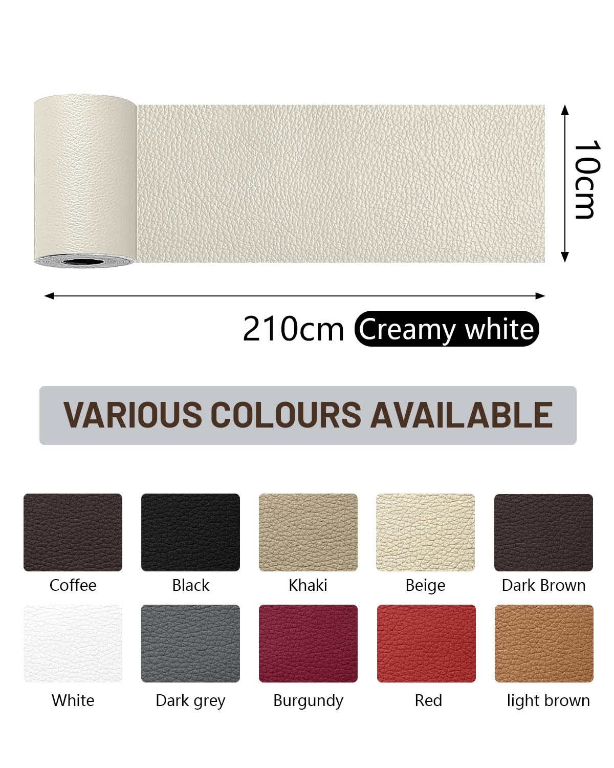 BOUYEER Pelle Adesiva per Riparazioni, 10x210 CM ecopelle toppe adesive per tessuti, Set Riparazione Ecologico & Senza Odori per Mobili/Divano/Sedili Auto/Borse/Restauro, Bianco avorio