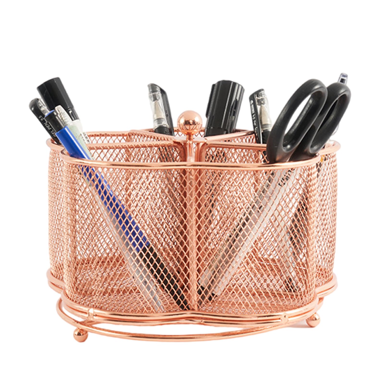 Nucelit Desk Pen Holder with Keychain Hook, Metal Pen Holder Space Saving Desk Organiser School Accessory