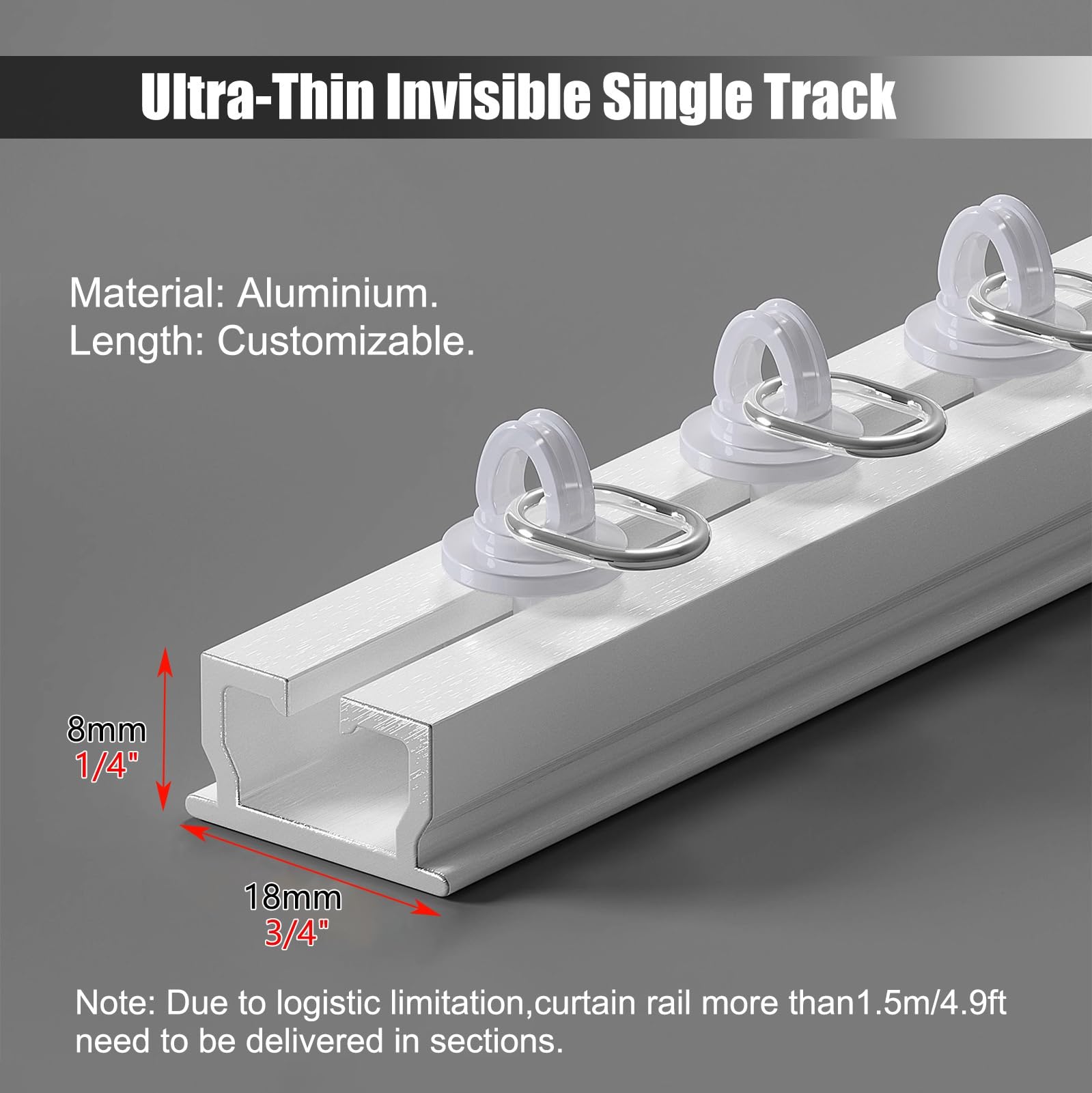 Tringle à Rideaux De Plafond Autocollante En Forme De V Sans Perçage, Tringle à Rideaux En Aluminium Pour Chambre à Coucher, Salle De Bain (blanc, 1