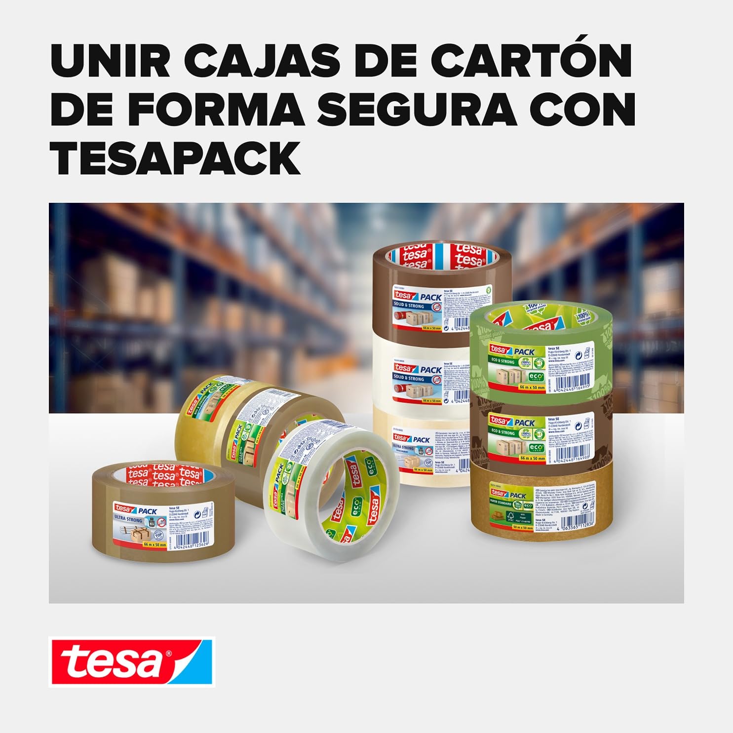 tesa Tesapack 4124 - Cinta adhesiva para paquetes y cajas de cartón (6 unidades, 66 m x 50 mm), color marrón