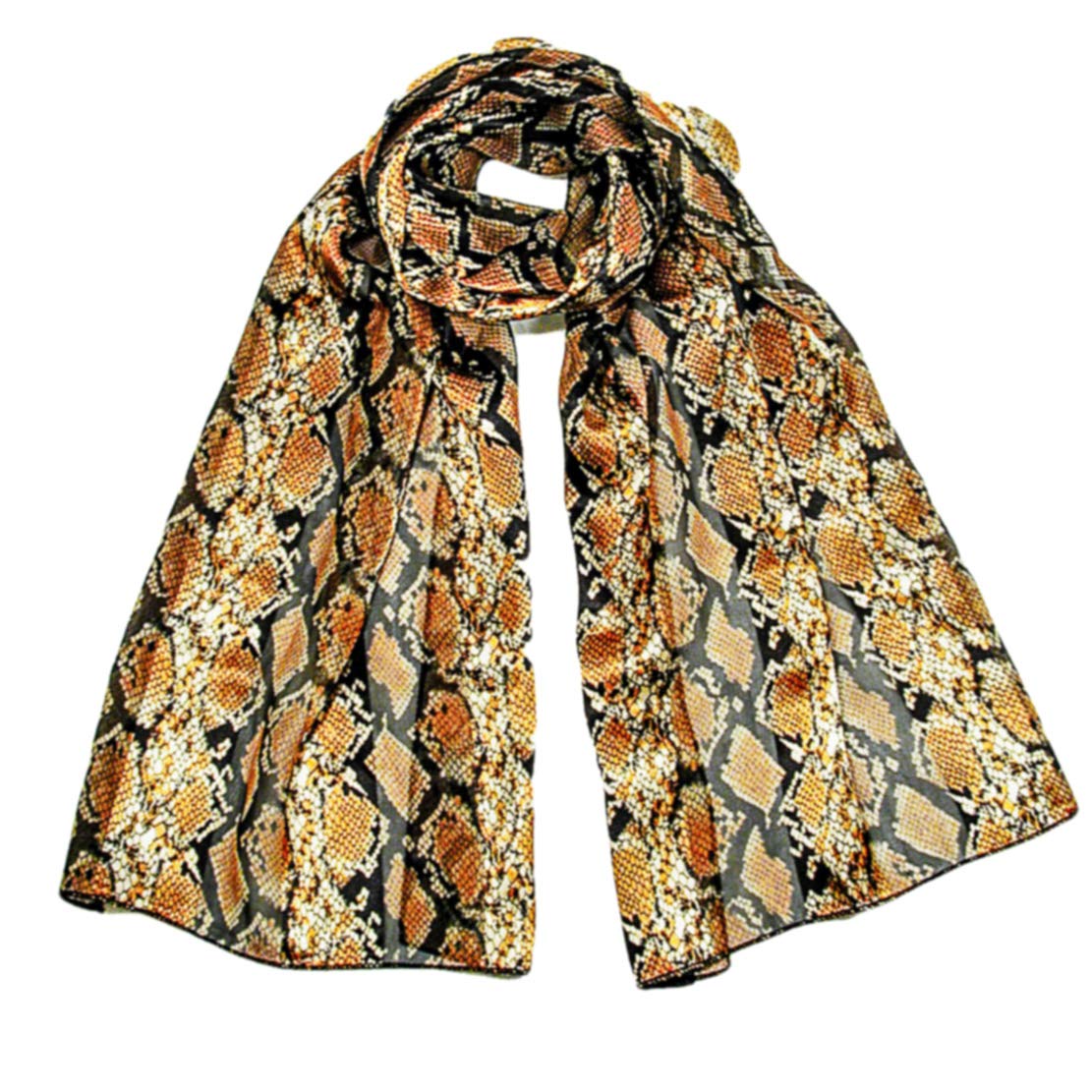 Evening Elegance Animal Print Long Silky Satin Chiffon Neck Scarves, Several Styles