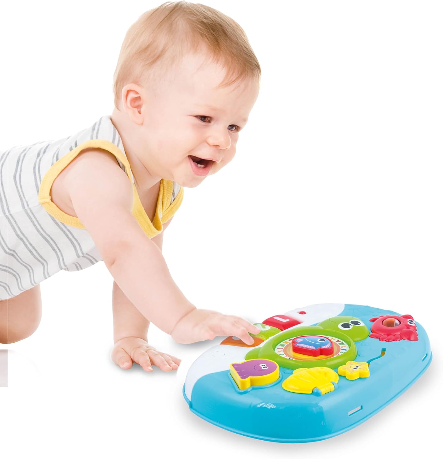 winfun 2-in-1 Ocean Fun Activity Center with Rattle Spinner Crab, Click-Clack Fish, Interactive Sensory Toy for Infants and Toddlers, Encourages Fine Motor Skills Ages 6 Months & Up