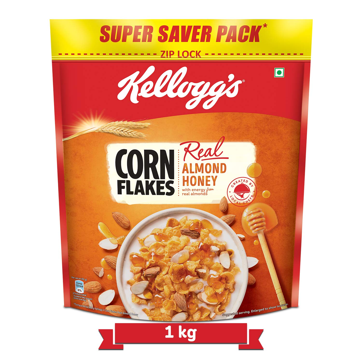 Kellogg S Corn Flakes Real Almond Honey Breakfast Cereals High In Vitamin B1 B2 B6 C High In Iron Naturally Cholesterol Free 1 Kg Pack Amazon In Grocery Gourmet Foods