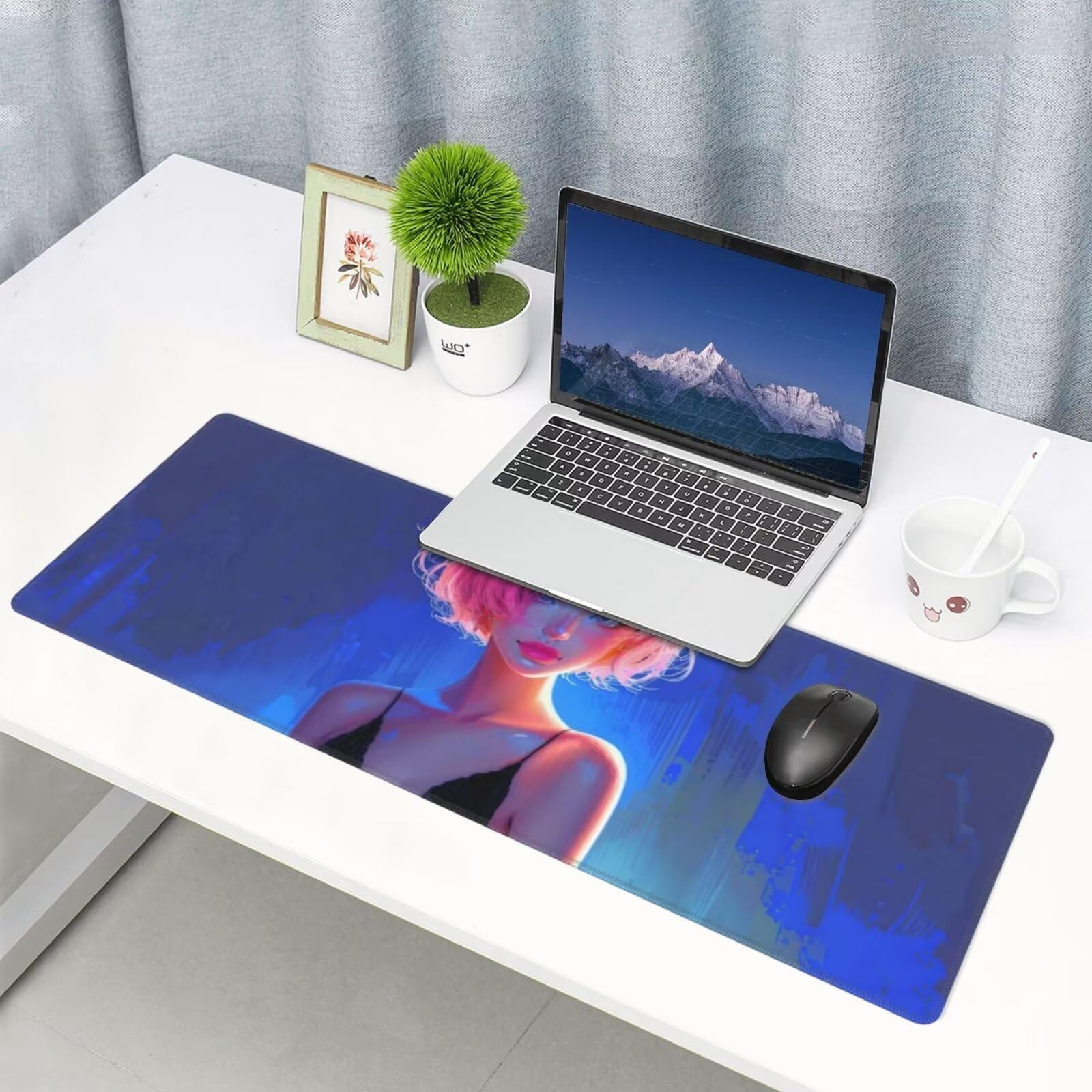 Tappetino Mouse, Tappetino Mouse Gaming Grande XXL 1500x800x3mm Tappetino Scrivania Mouse Pad, Base in Gomma Antiscivolo, Bordi Cuciti,Lavabile, Mousepad per Ufficio e Gaming (Ragazza sexy) R-694