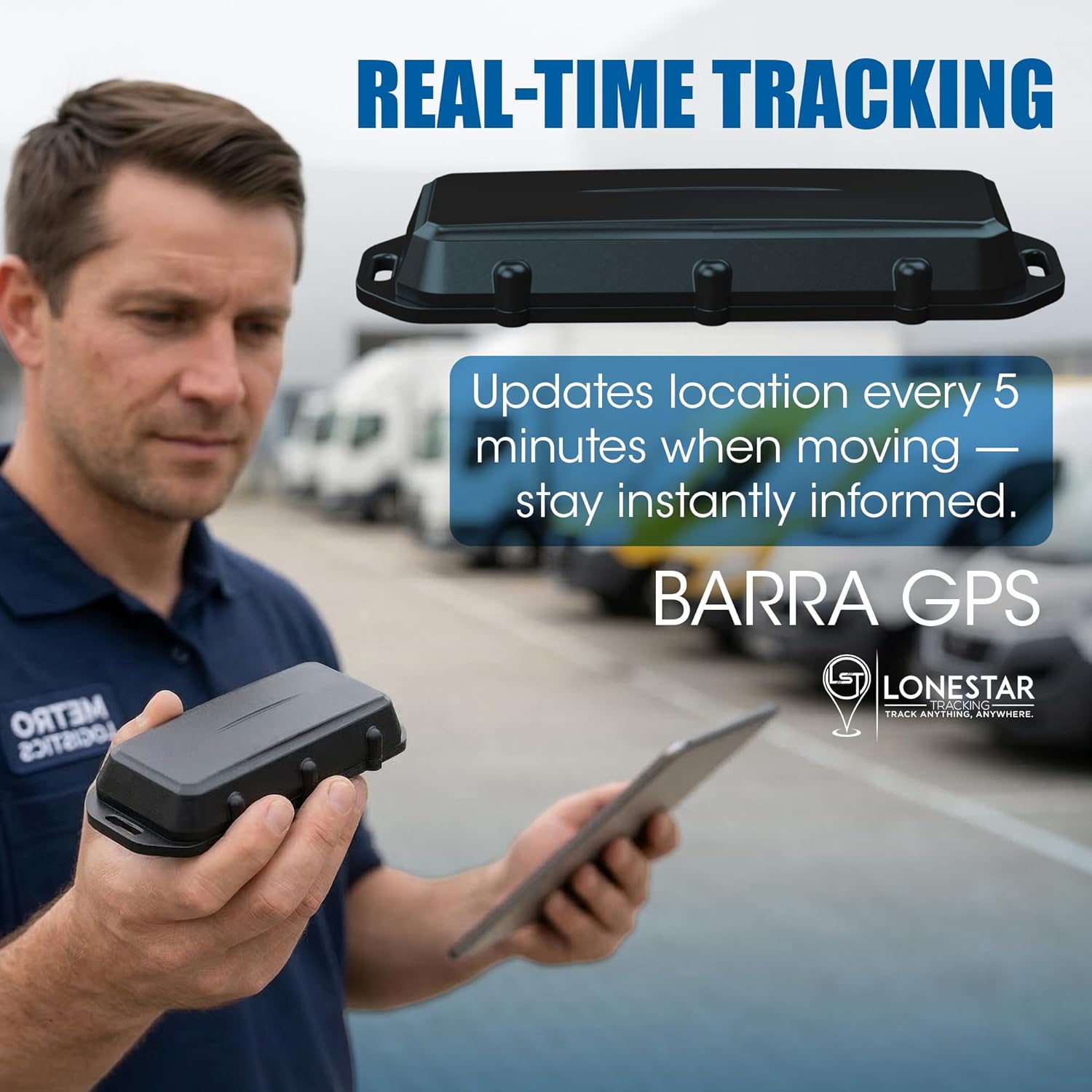 Lonestar Tracking Barra GPS – 4G & 5G GPS Tracker for Vehicles, Trucks, Trailers & Assets, Long Battery Life, Rugged IP68 Waterproof, Tamper Alerts, Adaptive Real-Time Tracking (Low Cost Subscription)