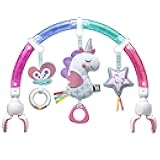 Baby Stroller Arch Toy Rainbow Dazzle Friends Play Bar. Fun Newborns Sensory Activity, Adjustable for Bouncers and Car Seat, Unicorn