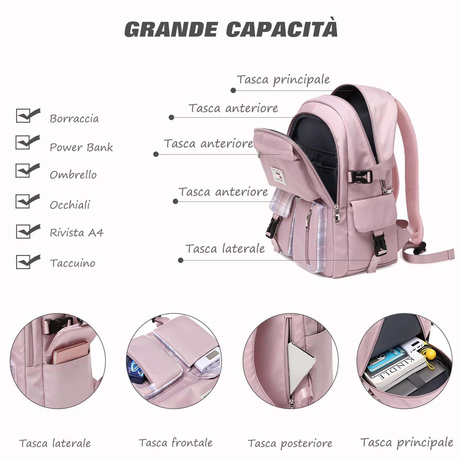 FANDARE Zaino Casual Zainetti Ragazza Zaini Scuola Cartella Ragazzo Borsa da scuola Zainetto Borse a Zaino Zainetti Scuola All'aperto per Studenti Viaggio Daypacks Impermeabile Poliestere