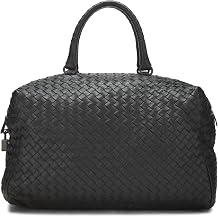 Pre-loved Black Intrecciato Leather Boston, Black