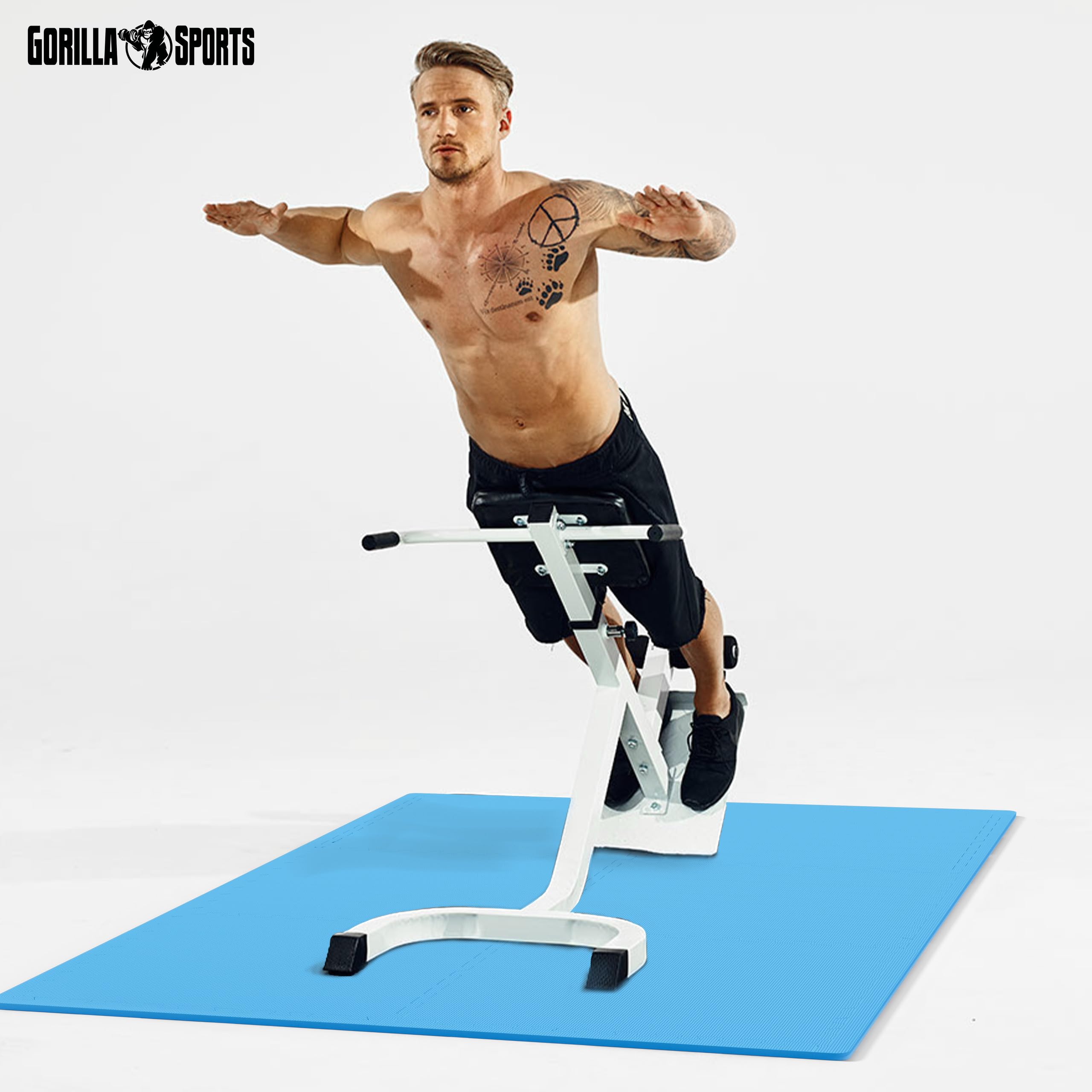 GORILLA SPORTS® Tappeto da Fitness a Puzzle - Set di 6 Pezzi, 12 Bordi, 60x60x1,2cm, Schiuma Eva, Protezione del Pavimento, Antiscivolo, Multi Colori - Materassino per Palestra, Tappetini per Esercizi