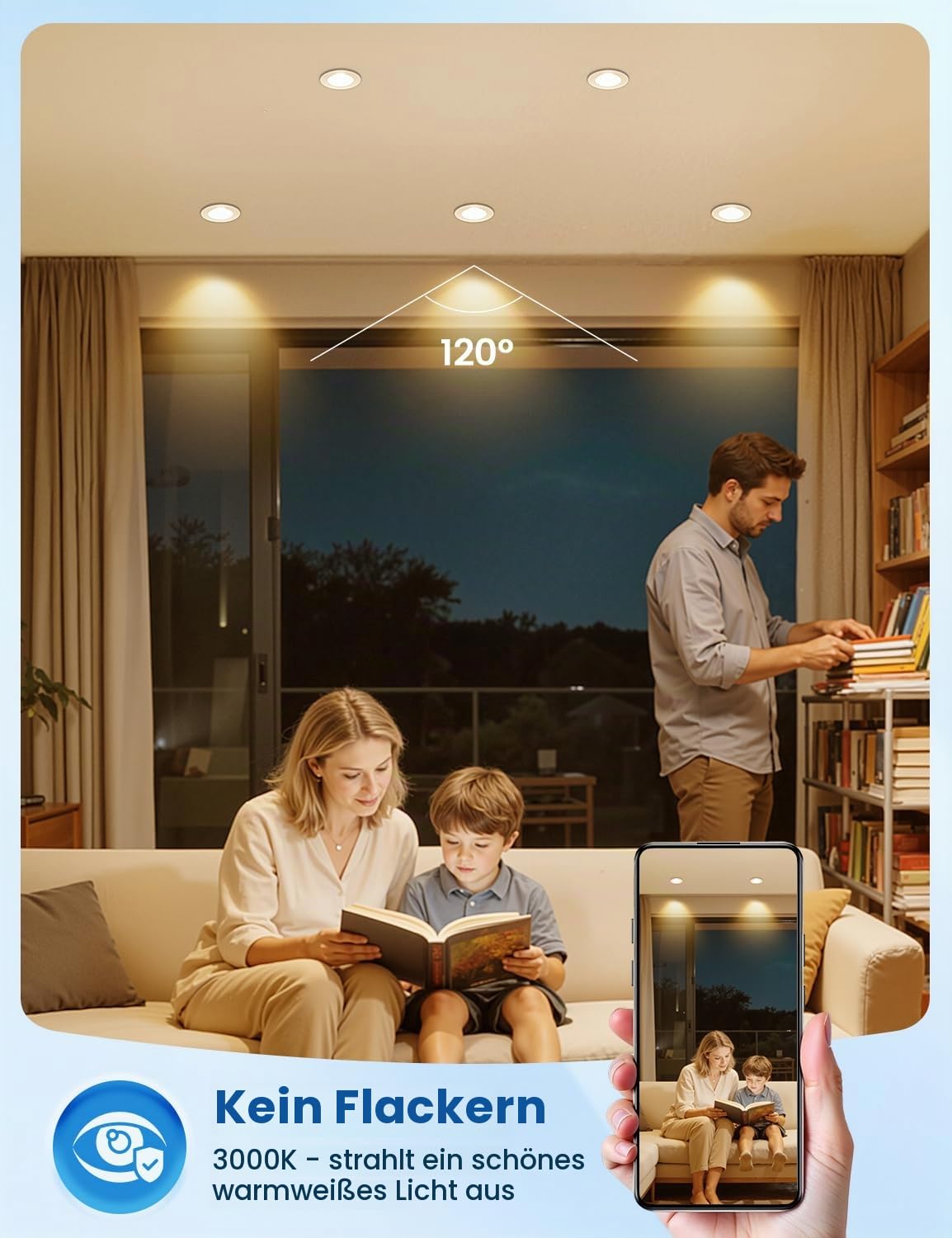 LED Einbaustrahler 230V Energieklasse B, 5W 800LM Warmweiß LED Spots | 68-80mm Lochmaß Spots Deckenleuchte, Ultra Flach IP44 Deckenspots für Badezimmer, Küche Wohnzimmer, Nicht Dimmbar, 12 Stück