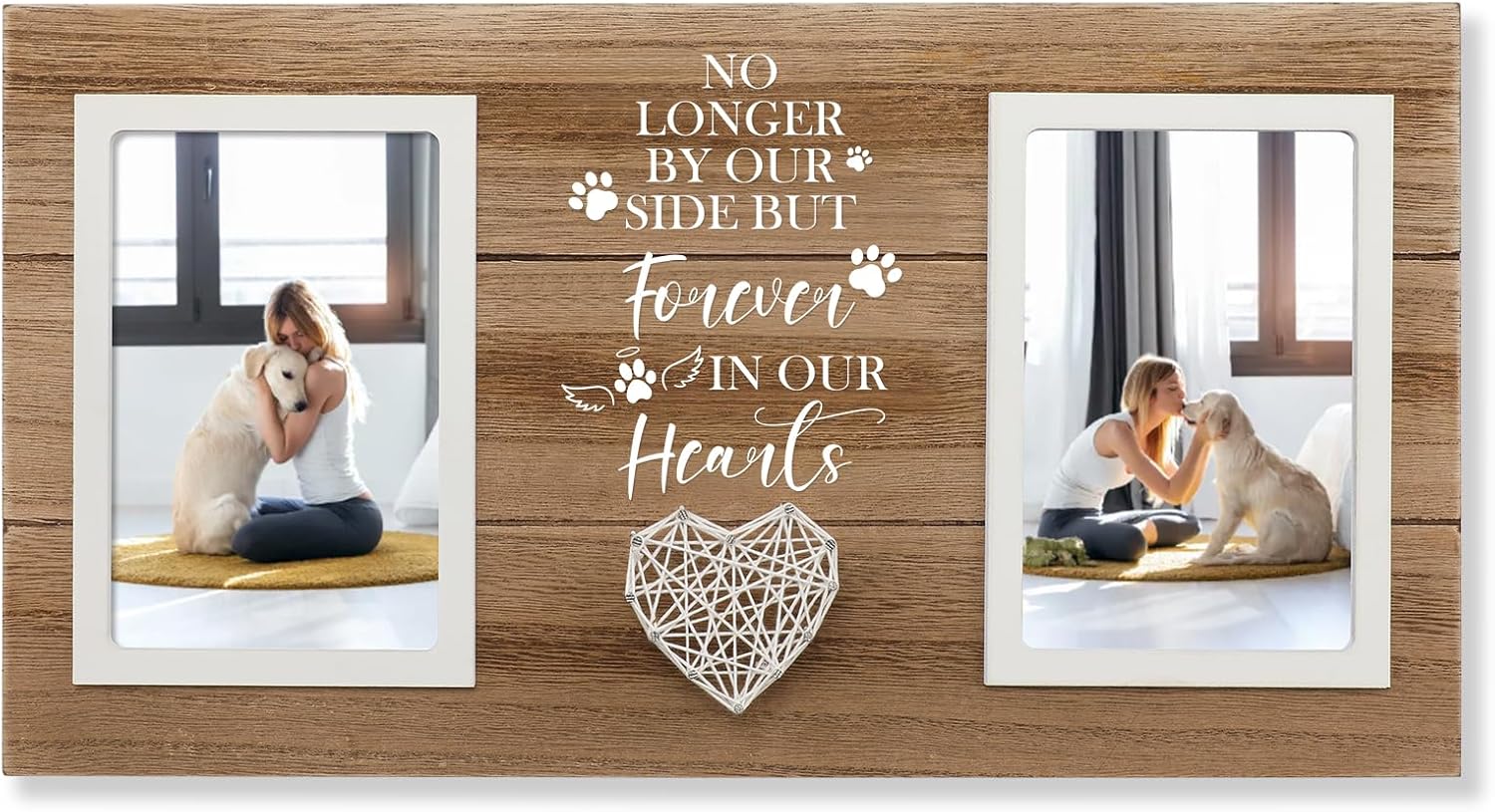 Loss of Dog Sympathy Gift, Pet Memorial Frame in Memory of Dog Pet Remembrance Memorial Gifts for Dogs Cats, Dogs Picture Frame of Double 4×6 Photo for Pet Lover