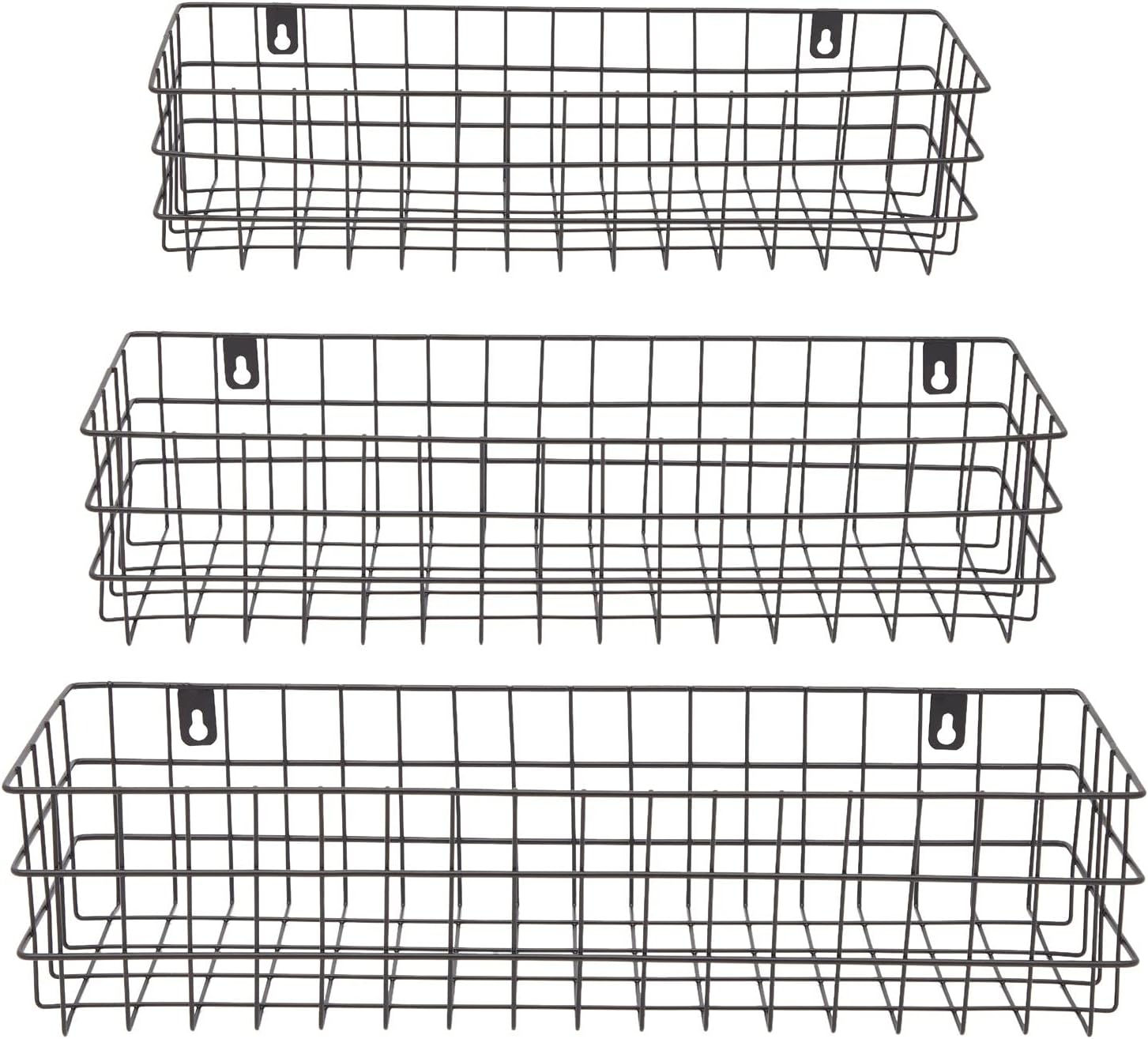 Set of 3 Black Wire Wall Mounted Storage Baskets
