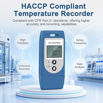 ThermElc TE-02 Pro USB Temperature Recorder, Reusable EN12830 Compliant Temperature Data Logger for Cold Chain Logistics, Auto PDF/CSV (No Software), 32000 Points for Shipping & Transit