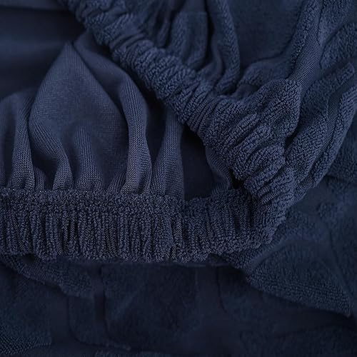 Miniatura 6 de LANSHENG Wingback - Fundas para sillas con brazos, fundas elásticas de jacquard para sillas de comedor y cocina (juego de 2, azul marino)