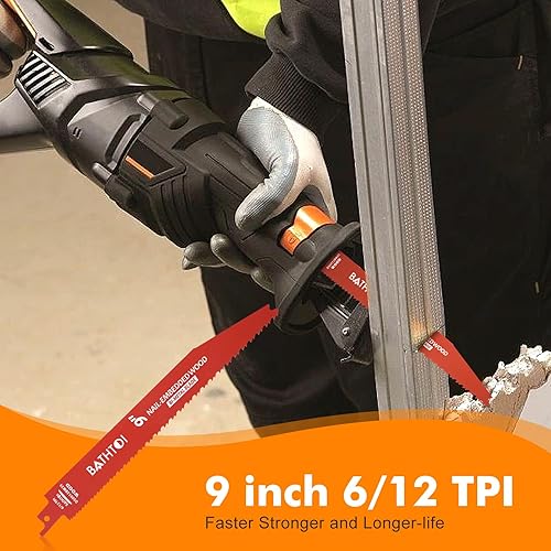 Miniatura 3 de Paquete de 25 hojas de sierra recíproca de 9 pulgadas, 612 Tpi para corte de madera y madera incrustada en clavos, cuchillas de Sawzall bimetálicas