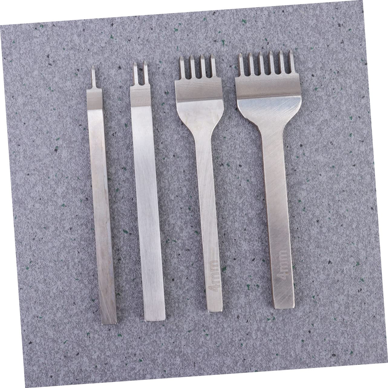NUOBESTY 4pcs Leather Punching Tool DIY Rhomboid Cutting Chisel for Leather Craft Durable White Steel Punch for Watch Bands and Accessories