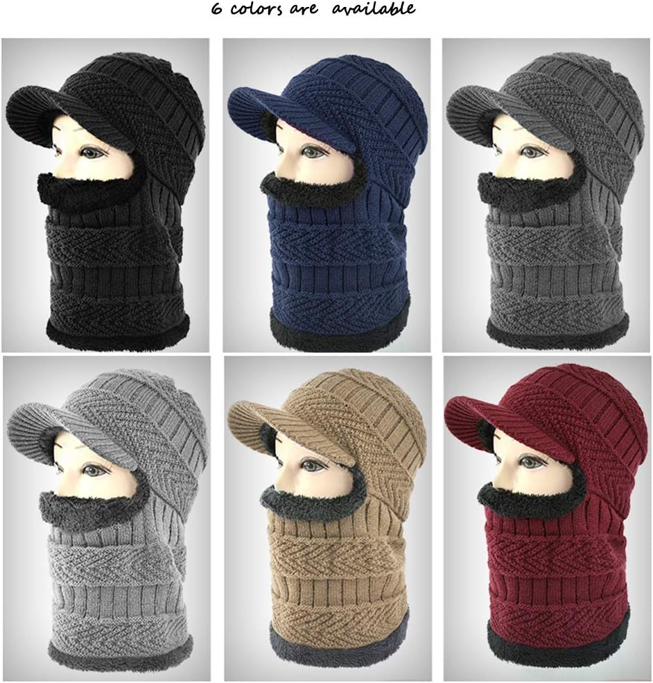 Men’s Knit Visor Balaclava Hat Windproof