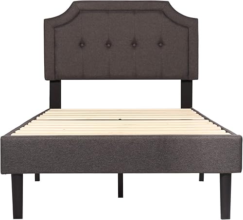 Miniatura 6 de VECELO - Cabecero de cama tapizada con panel cosido de diamante, marco de metal