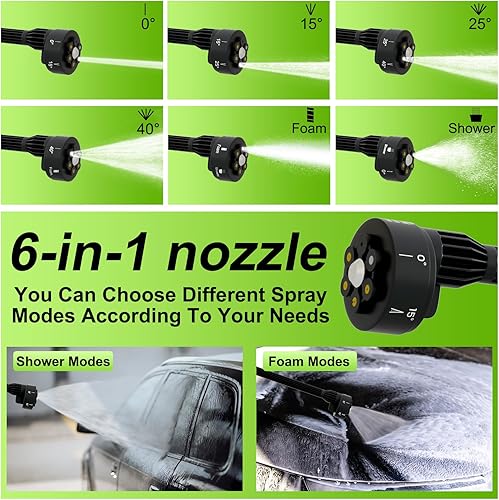 Miniatura 2 de Lavadora a presión inalámbrica, lavadora eléctrica portátil con batería de 3.0 Ah y boquilla 6 en 1 para automóvil, valla, piso, limpieza de patio y