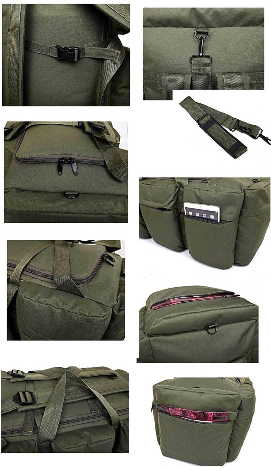 Zaino Tattico per attività All'aperto, 90 L, Zaino Militare, Zaino da Lavoro, Zaino da Lavoro, Zaino per Viaggi, Scuola, Sport, Bushcraft, Trekking, Campeggio, Escursionismo,Caccia, Pesca D