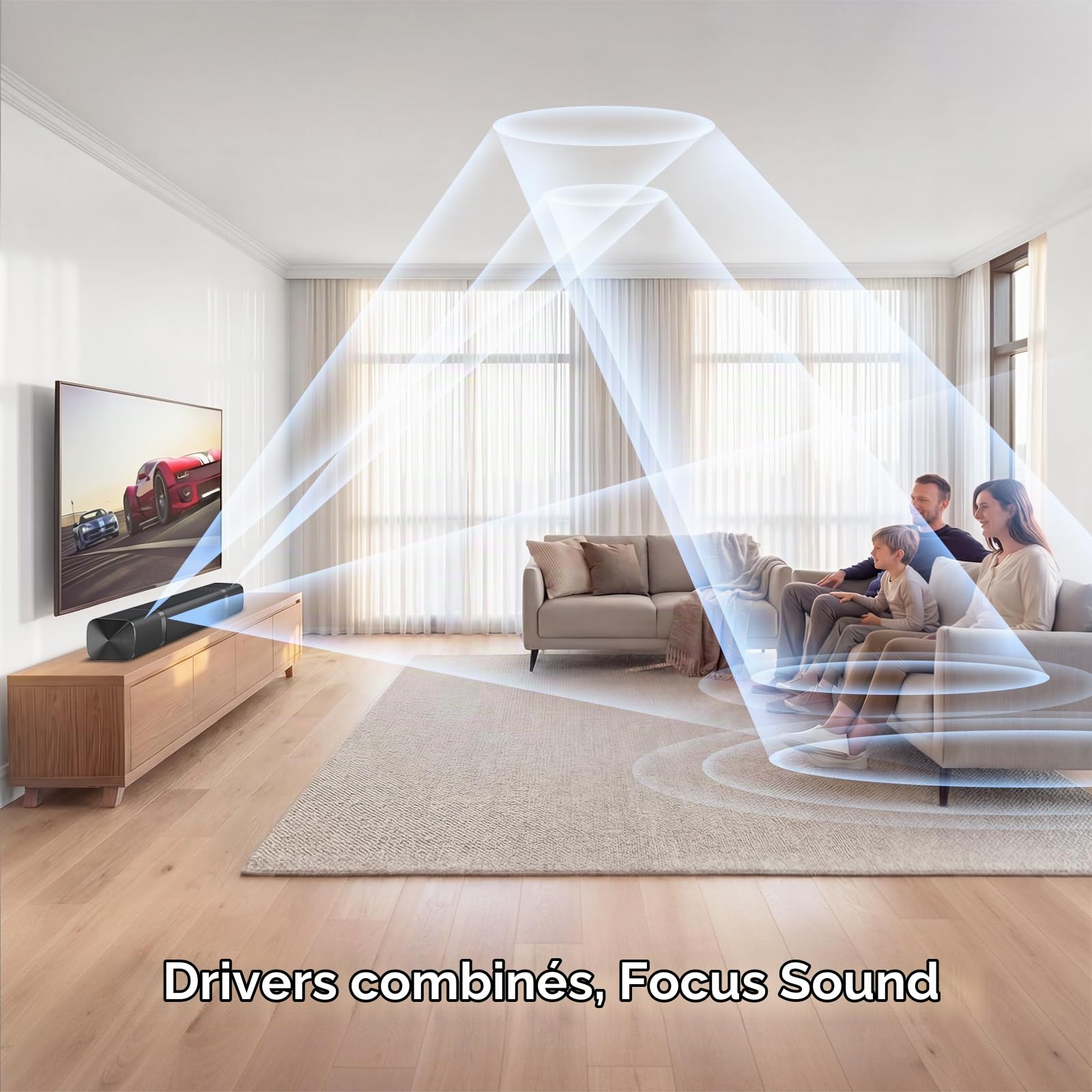 GarageRock Barre de Son 2.1 avec Dolby Audio, Mise à Jour 2026 – Modèle 3-en-1 Amovible pour TV, 2 Subwoofers Intégrés, Puissance 160W, Son Surround pour Home Cinéma, TV, PC, Gaming, Projecteur